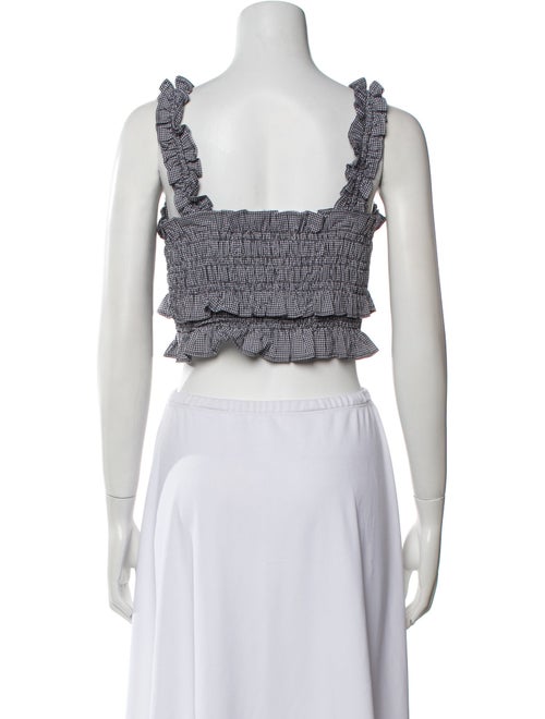 Cecilie Bahnsen Plaid Print Square Neckline Crop Top