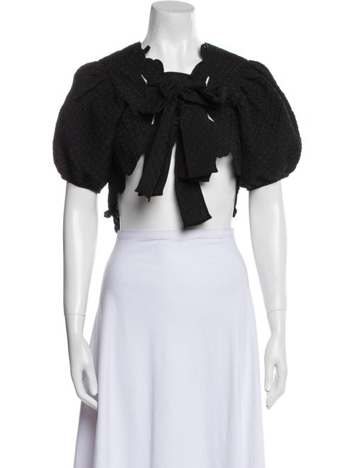 Cecilie Bahnsen V-Neck Short Sleeve Crop Top