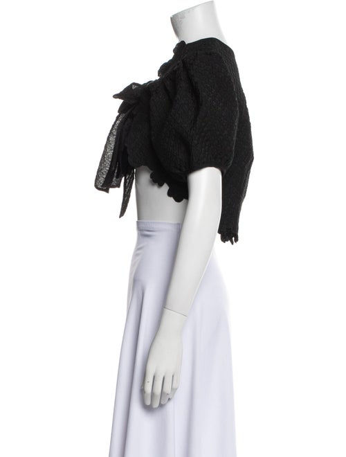 Cecilie Bahnsen V-Neck Short Sleeve Crop Top