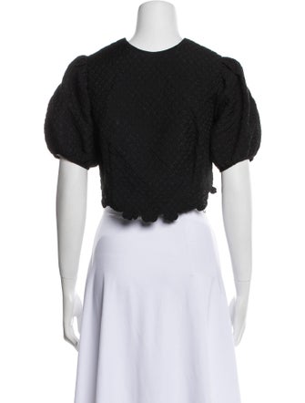 Cecilie Bahnsen V-Neck Short Sleeve Crop Top