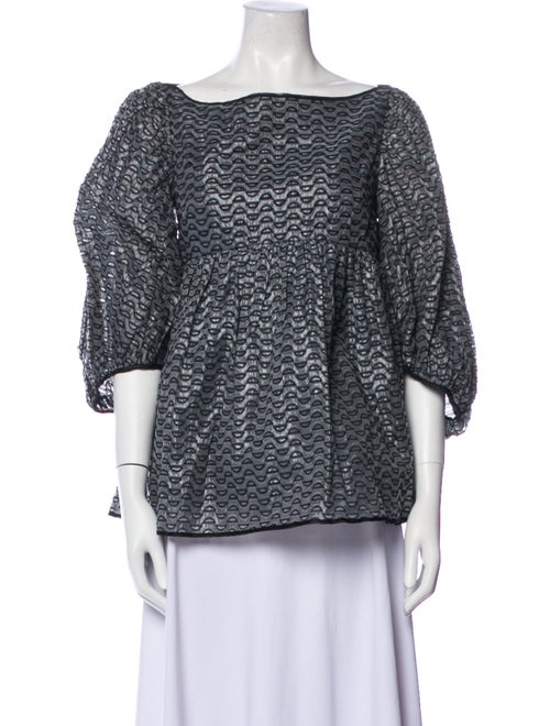 Cecilie Bahnsen Printed Bateau Neckline Top