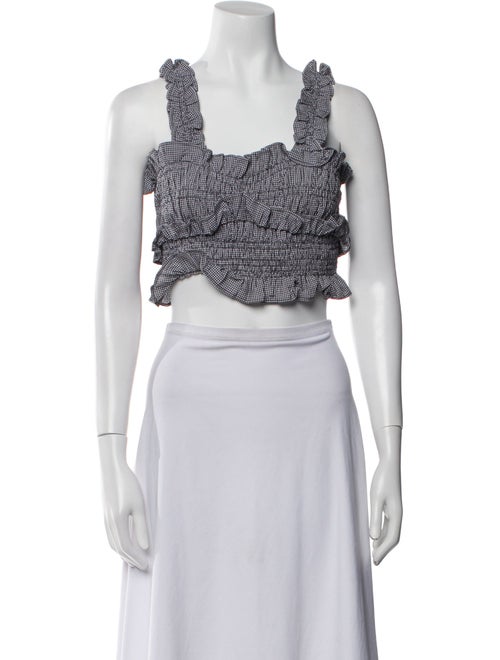 Cecilie Bahnsen Plaid Print Square Neckline Crop Top