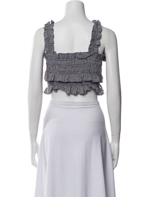 Cecilie Bahnsen Plaid Print Square Neckline Crop Top