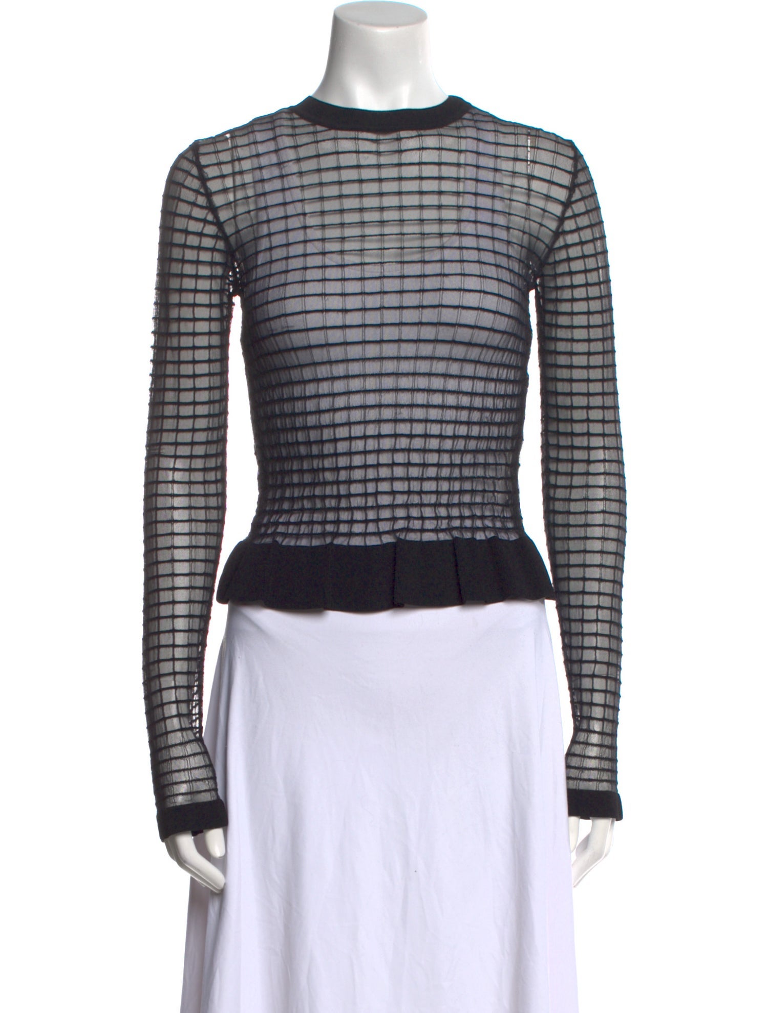 Cecilie Bahnsen Plaid Print Crew Neck Crop Top