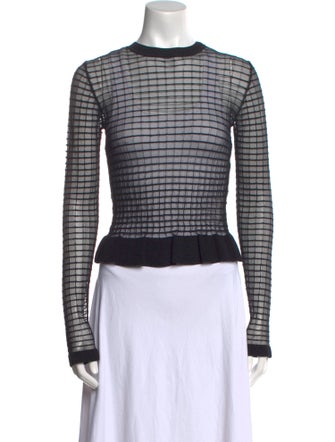 Cecilie Bahnsen Plaid Print Crew Neck Crop Top
