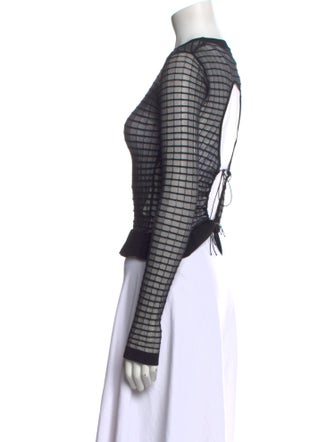 Cecilie Bahnsen Plaid Print Crew Neck Crop Top