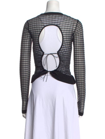 Cecilie Bahnsen Plaid Print Crew Neck Crop Top