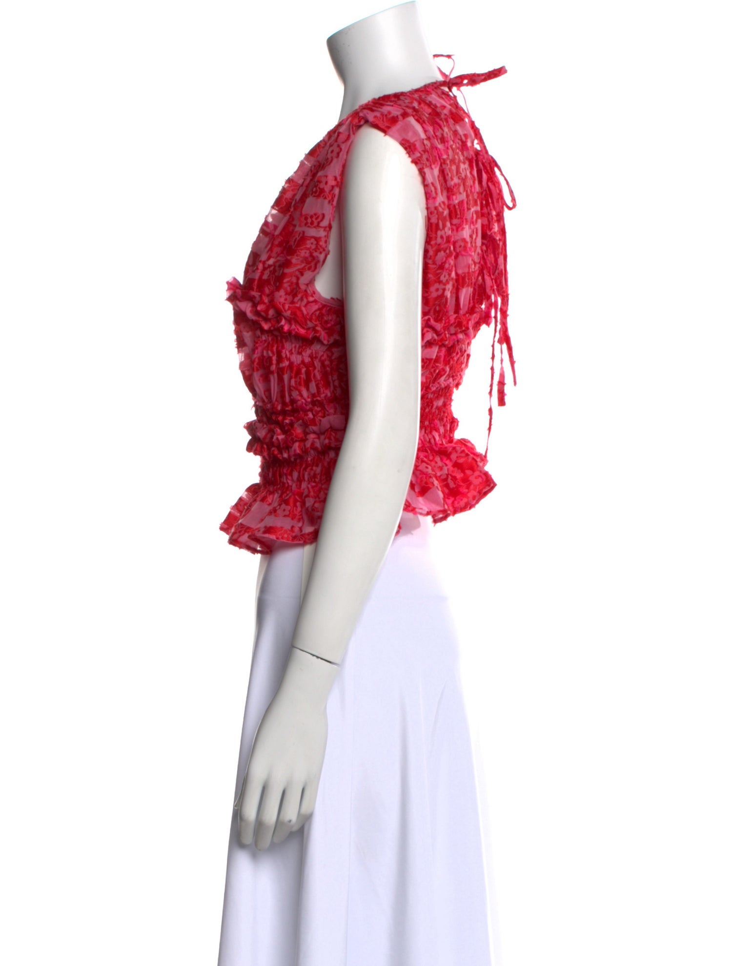 Cecilie Bahnsen Floral Print Scoop Neck Crop Top