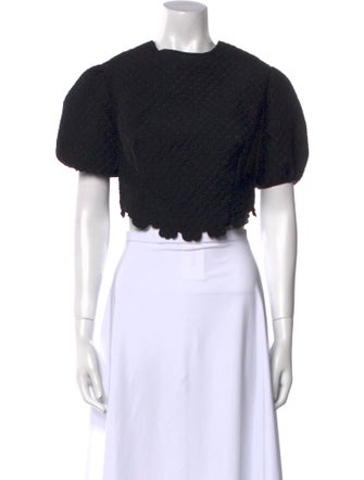 Cecilie Bahnsen Crew Neck Short Sleeve Crop Top