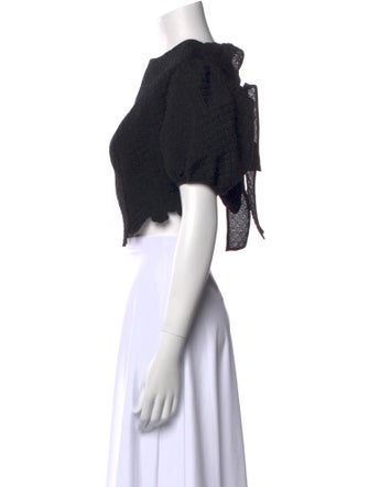 Cecilie Bahnsen Crew Neck Short Sleeve Crop Top