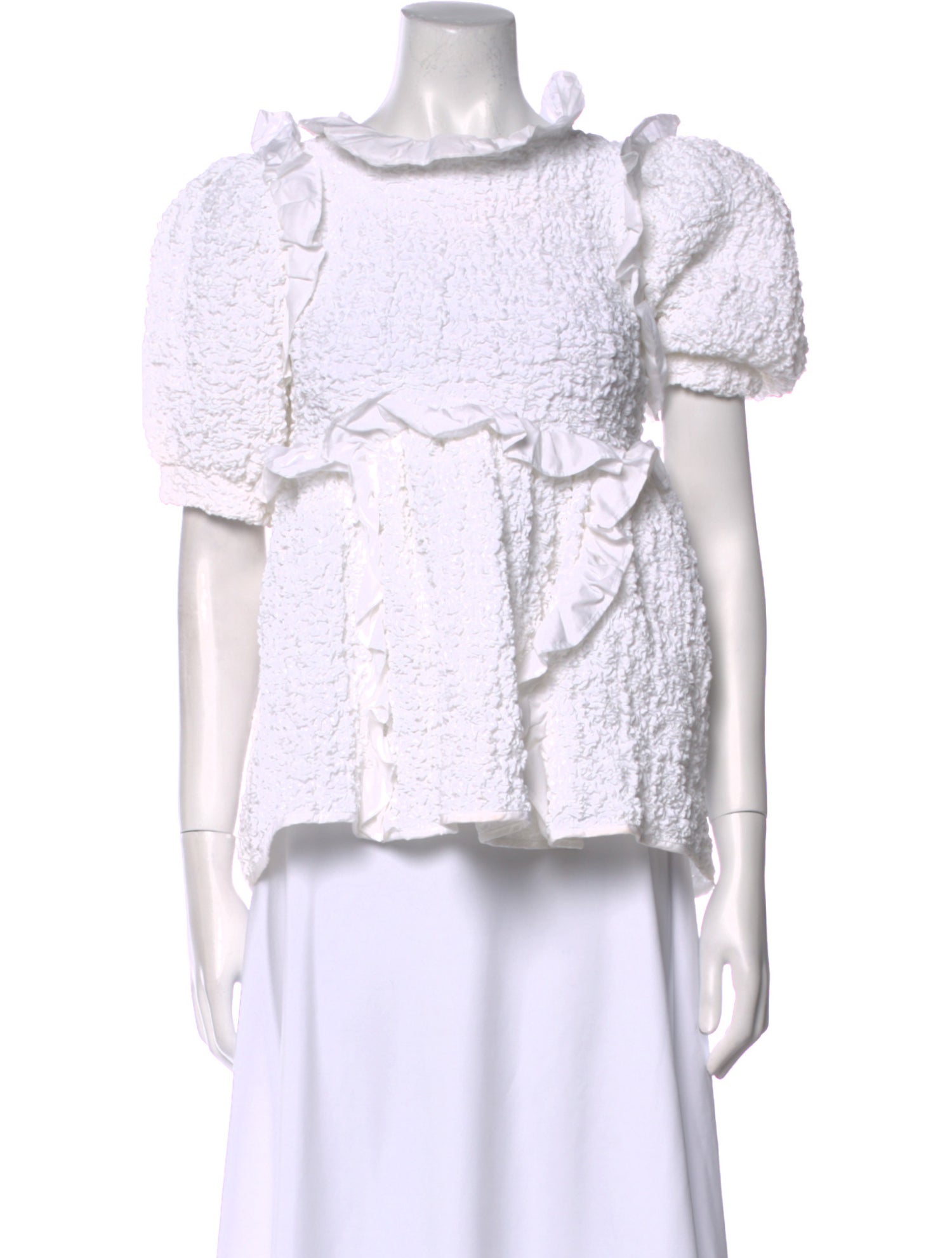 Cecilie Bahnsen Mock Neck Short Sleeve Blouse