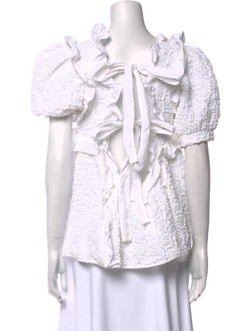 Cecilie Bahnsen Mock Neck Short Sleeve Blouse