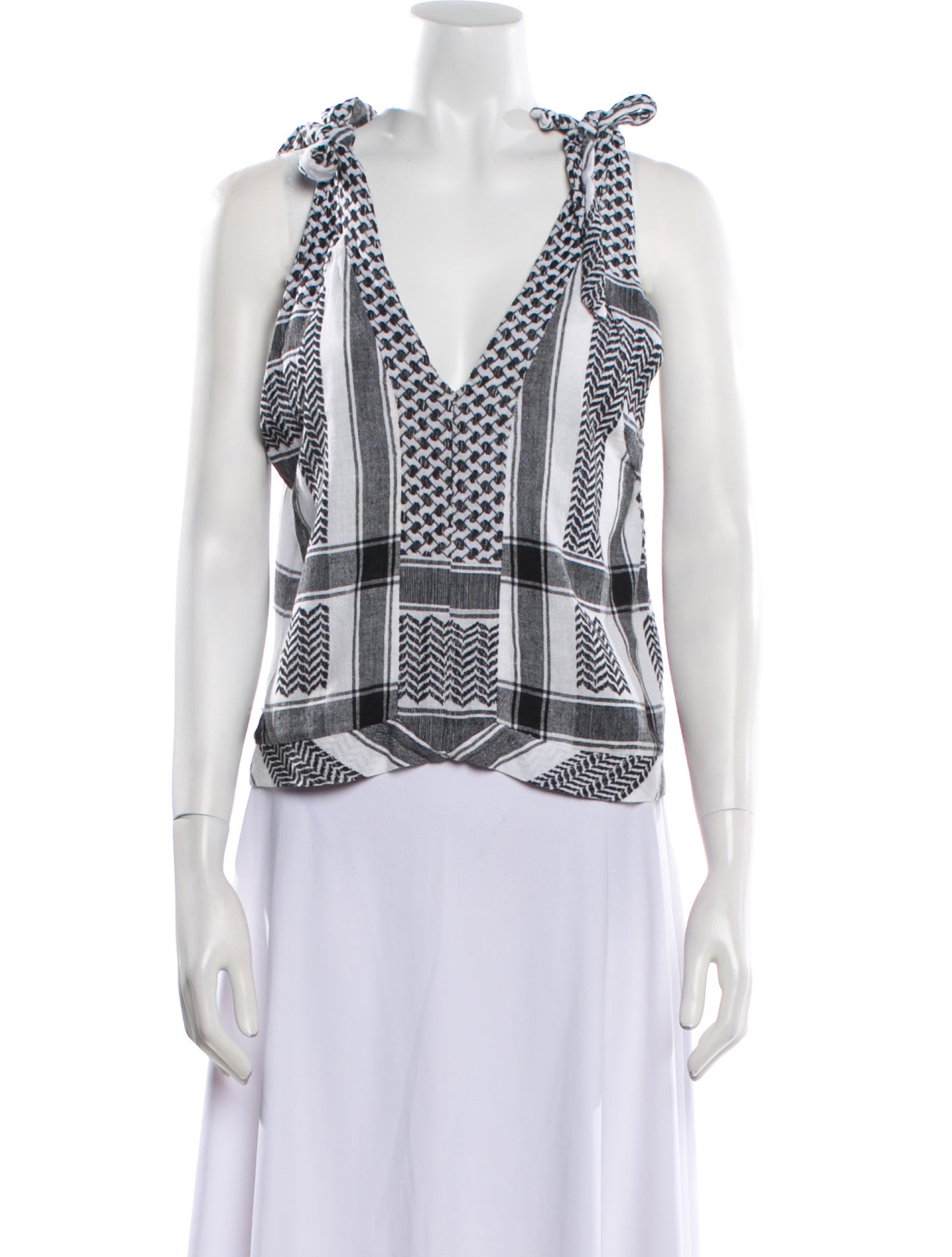 Cecilie Copenhagen Printed V-Neck Crop Top