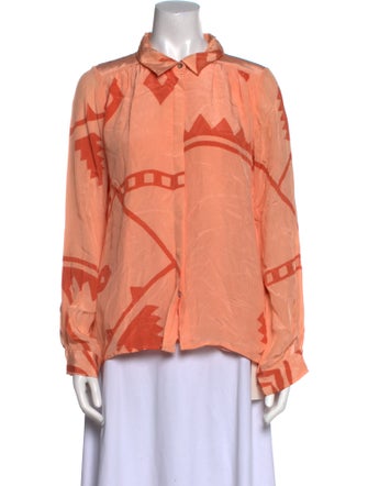 Cecilie Copenhagen Printed Long Sleeve Button-Up Top