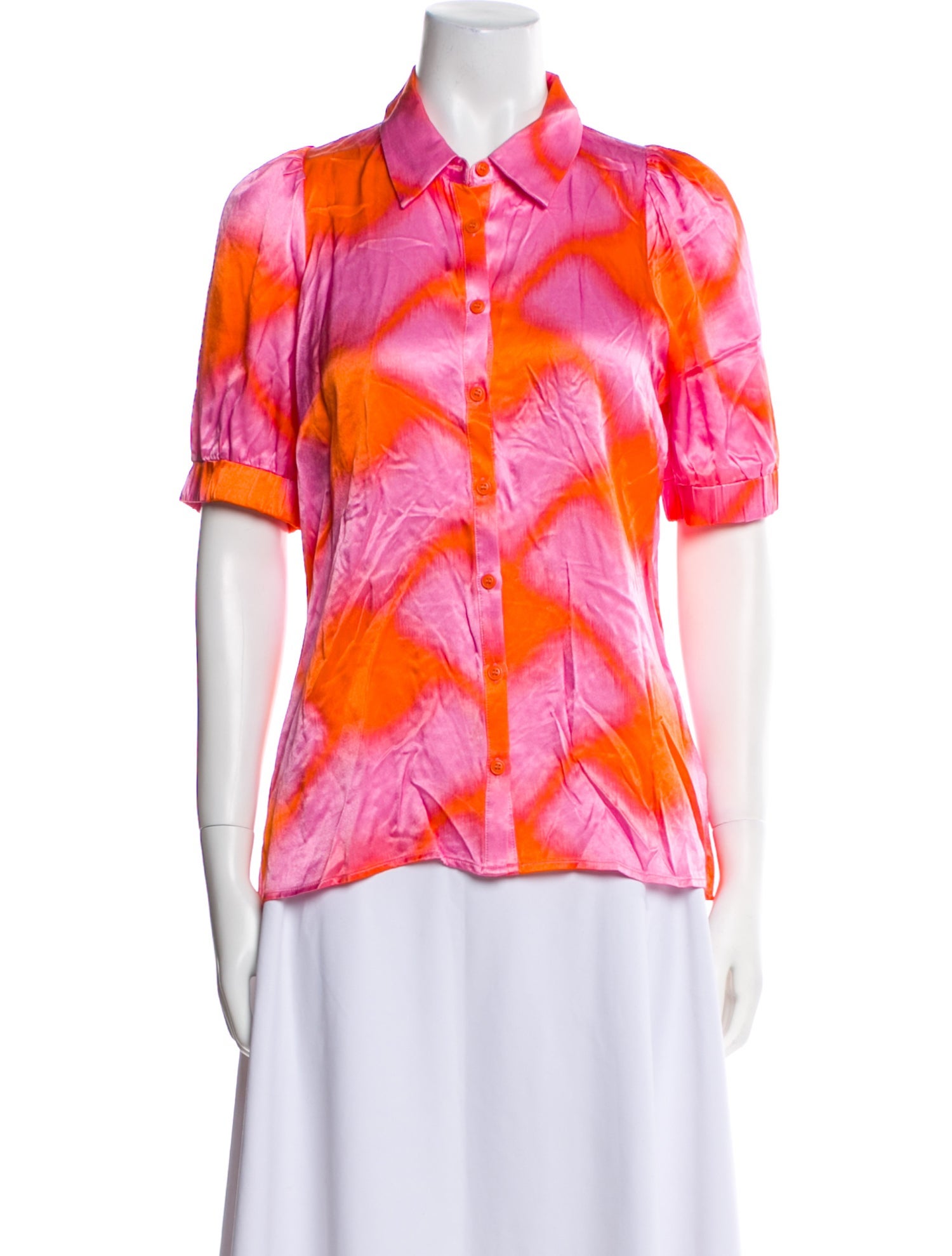 Cecilie Copenhagen Printed Short Sleeve Button-Up Top