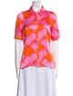 Cecilie Copenhagen Printed Short Sleeve Button-Up Top