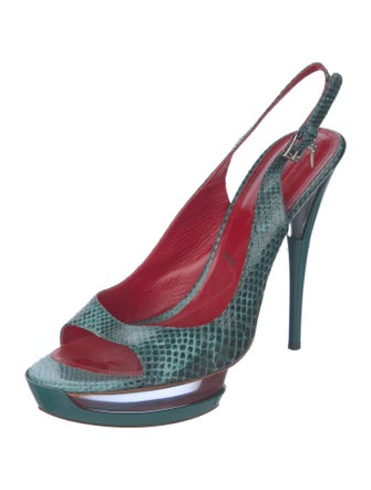 Cesare Paciotti Snakeskin Animal Print Slingback Sandals