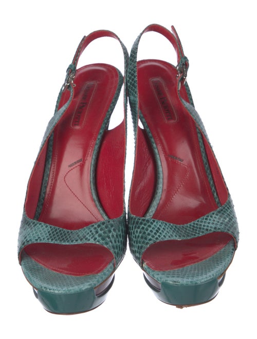 Cesare Paciotti Snakeskin Animal Print Slingback Sandals