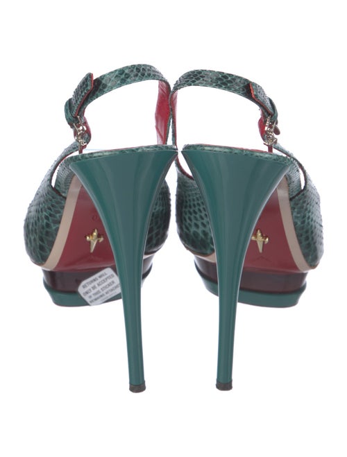 Cesare Paciotti Snakeskin Animal Print Slingback Sandals