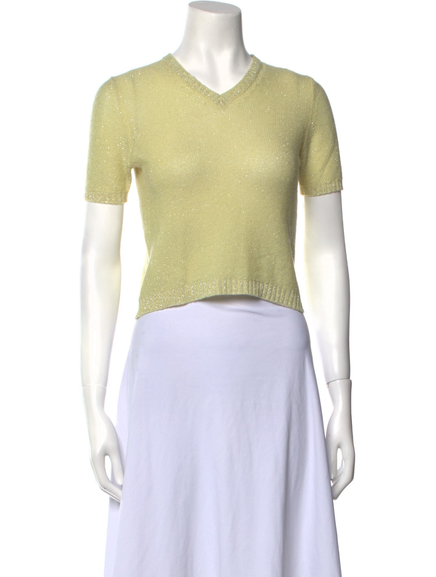 Cesare Fabbri Cashmere V-Neck Crop Top