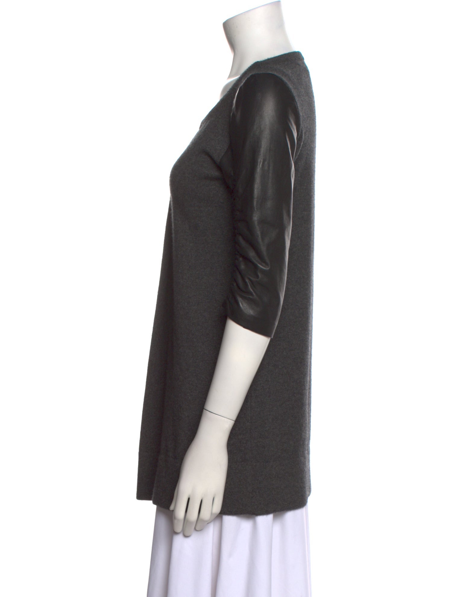 Cesare Fabbri Leather Scoop Neck Sweater