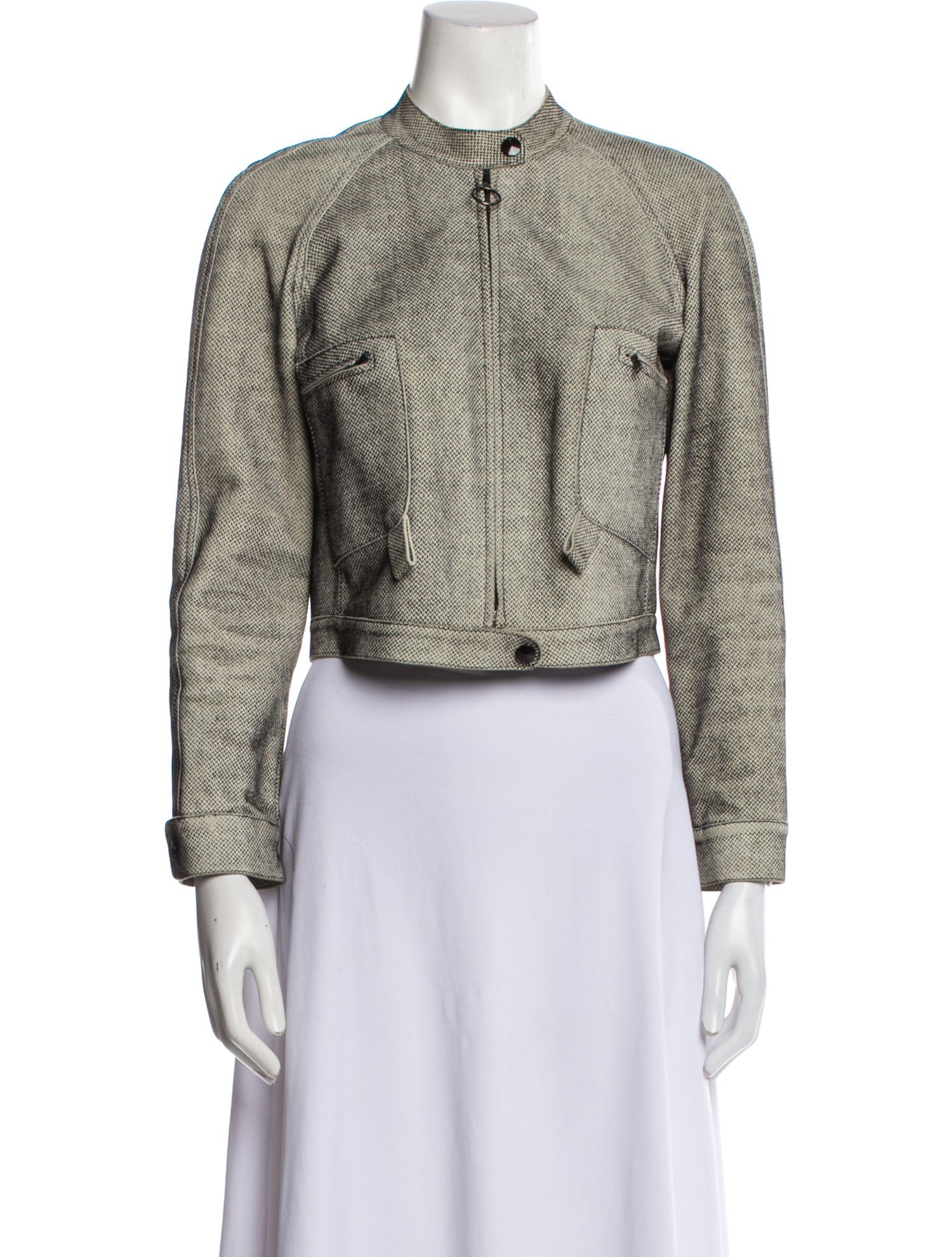 Cesare Fabbri Leather Tweed Pattern Evening Jacket