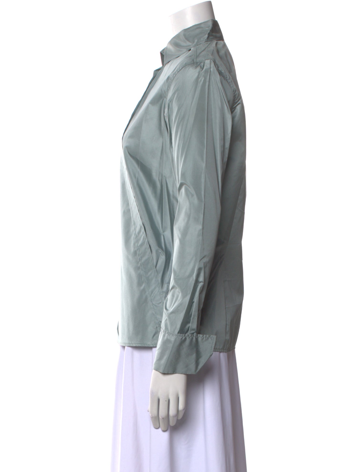 Cesare Fabbri Silk Long Sleeve Button-Up Top