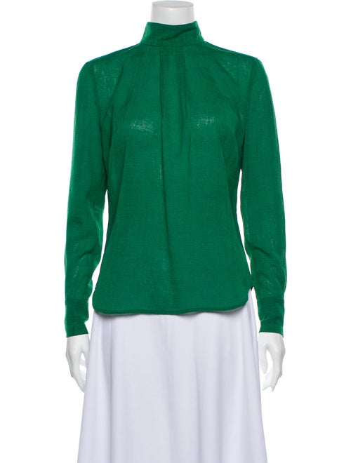 Cefinn Mock Neck Long Sleeve Blouse Green