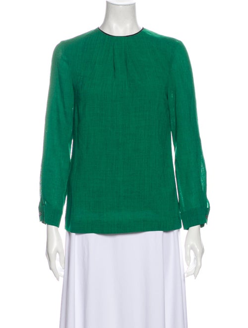 Cefinn Crew Neck Three-Quarter Sleeve Blouse Green