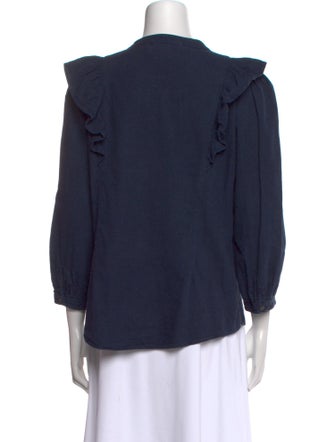 Cefinn V-Neck Three-Quarter Sleeve Blouse