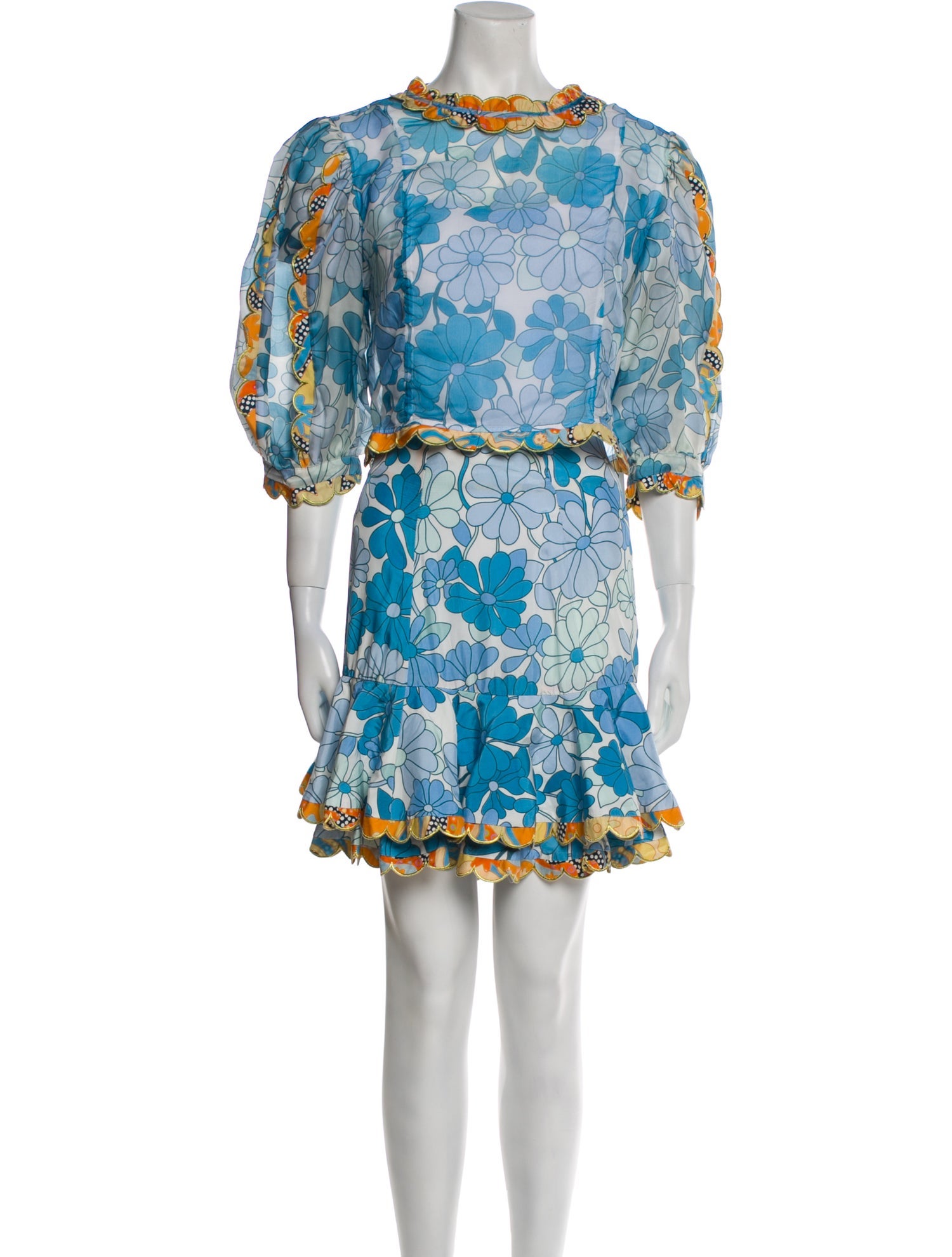 Celia B Floral Print Glitter Accents Skirt Set