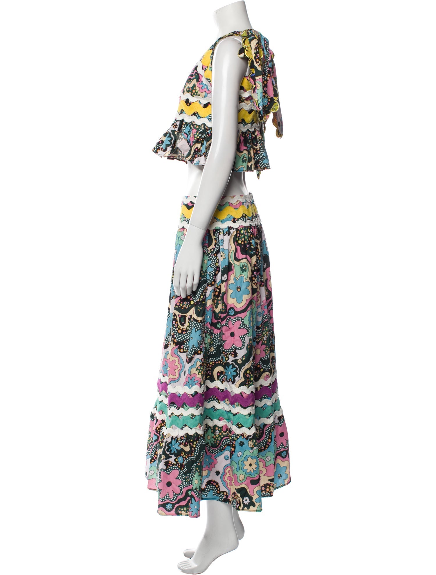 Celia B Printed Ruffle Embellishment Skirt Suit w/ Tags