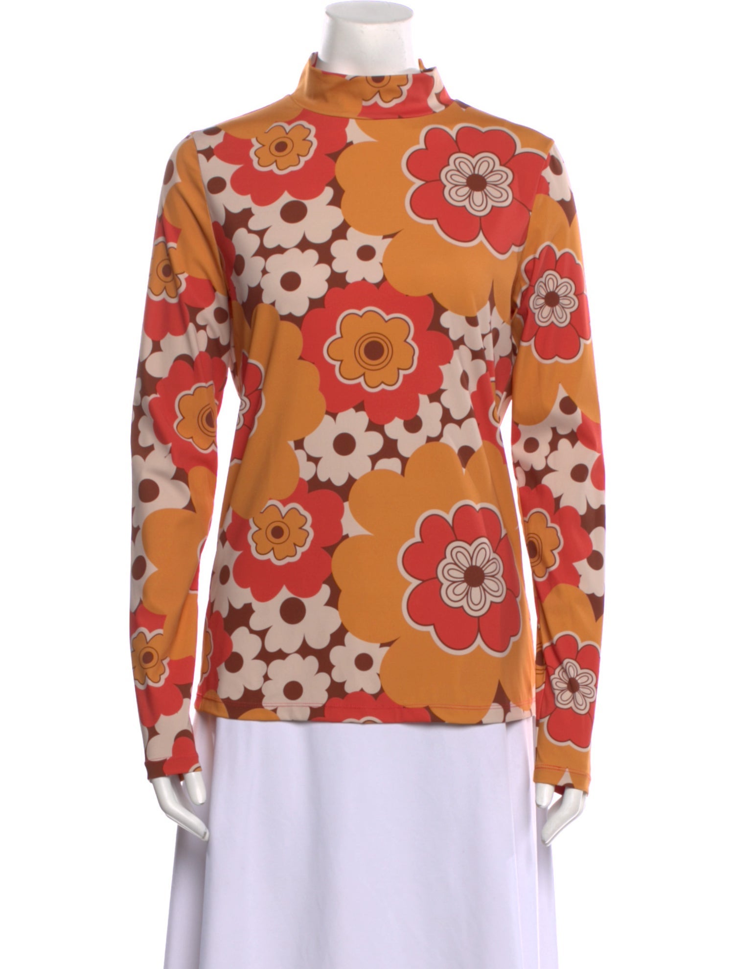 Celia B Floral Print Mock Neck Blouse