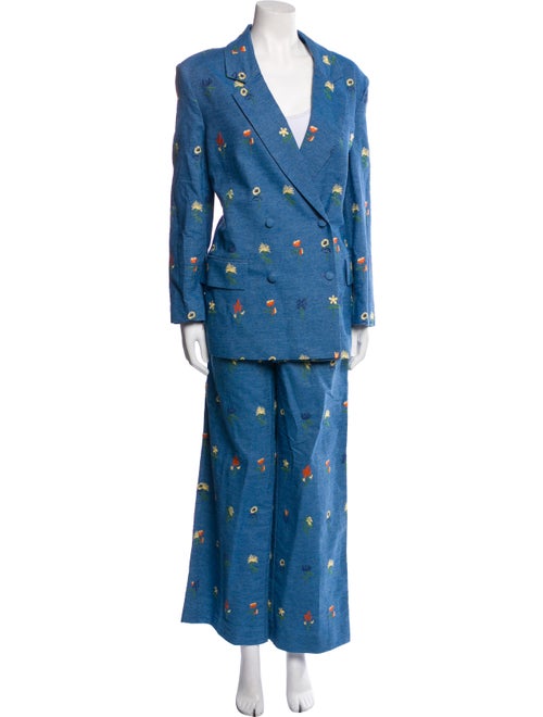 Celia B Printed Embroidered Accent Pantsuit