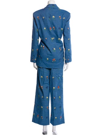 Celia B Printed Embroidered Accent Pantsuit