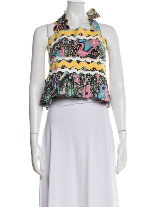 Celia B Floral Print Square Neckline Crop Top