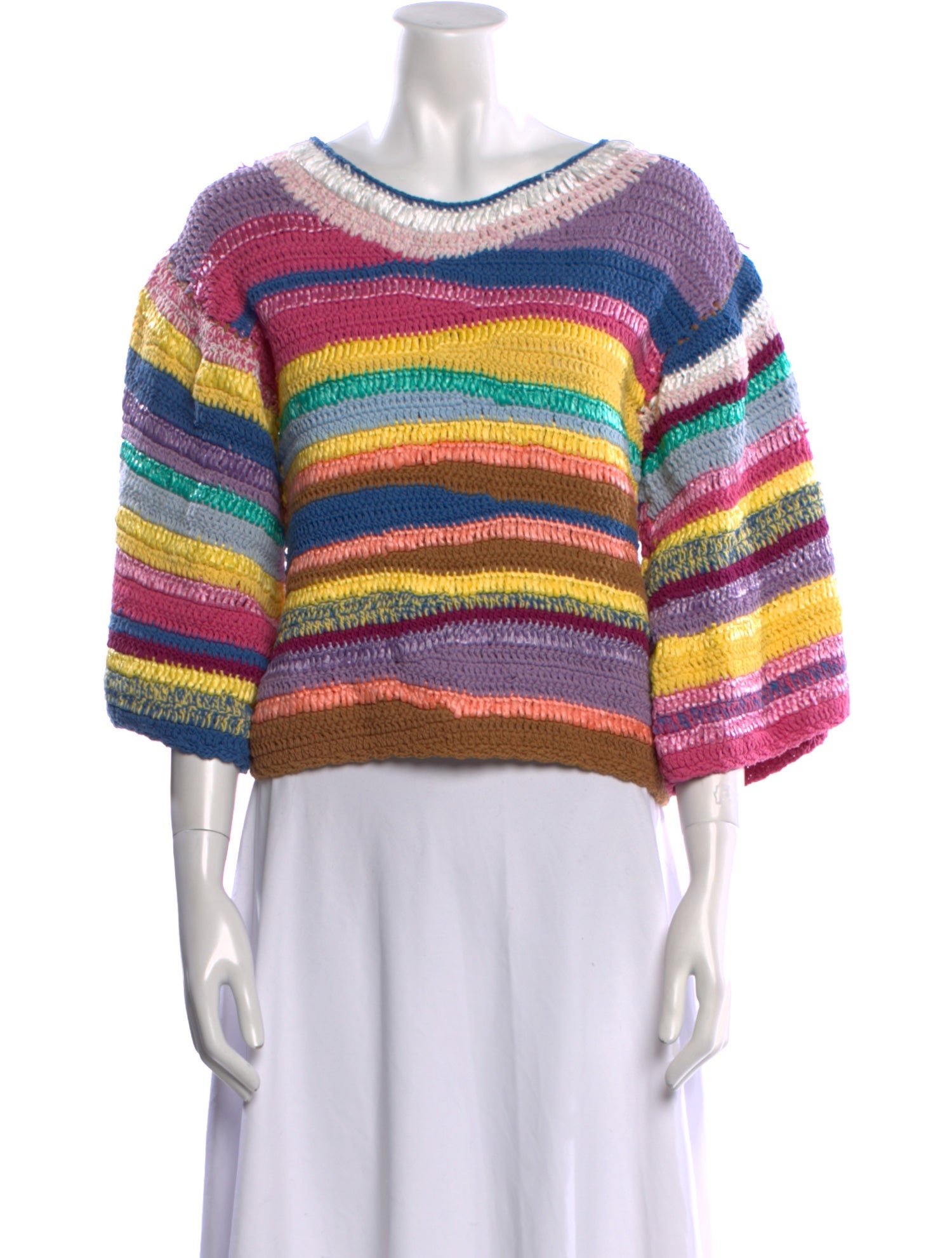 Celia B Striped Bateau Neckline Sweater