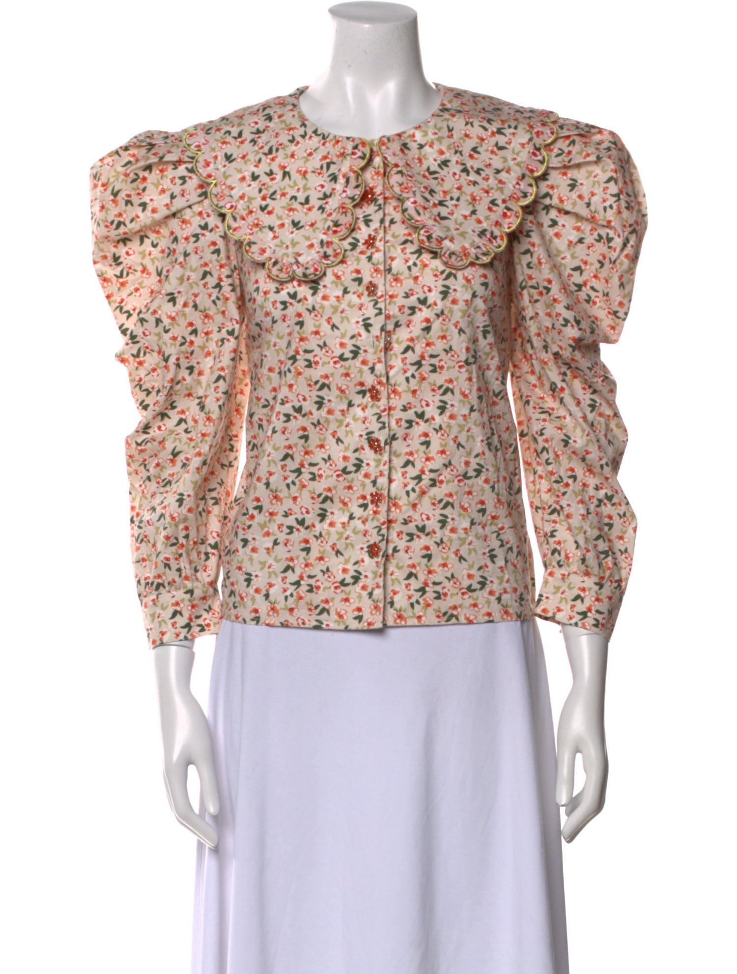 Celia B Floral Print Crew Neck Blouse