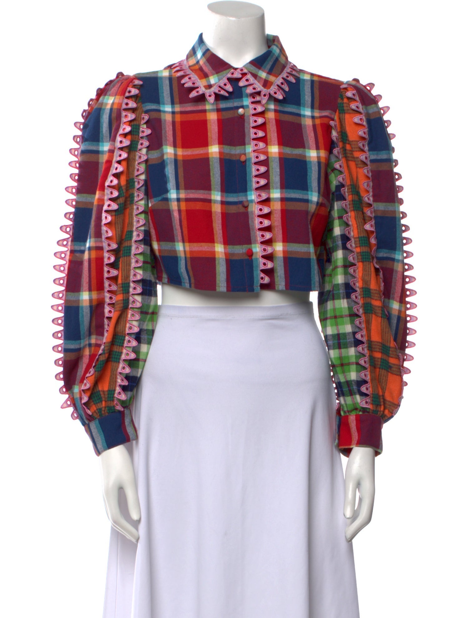 Celia B Plaid Print Long Sleeve Crop Top w/ Tags