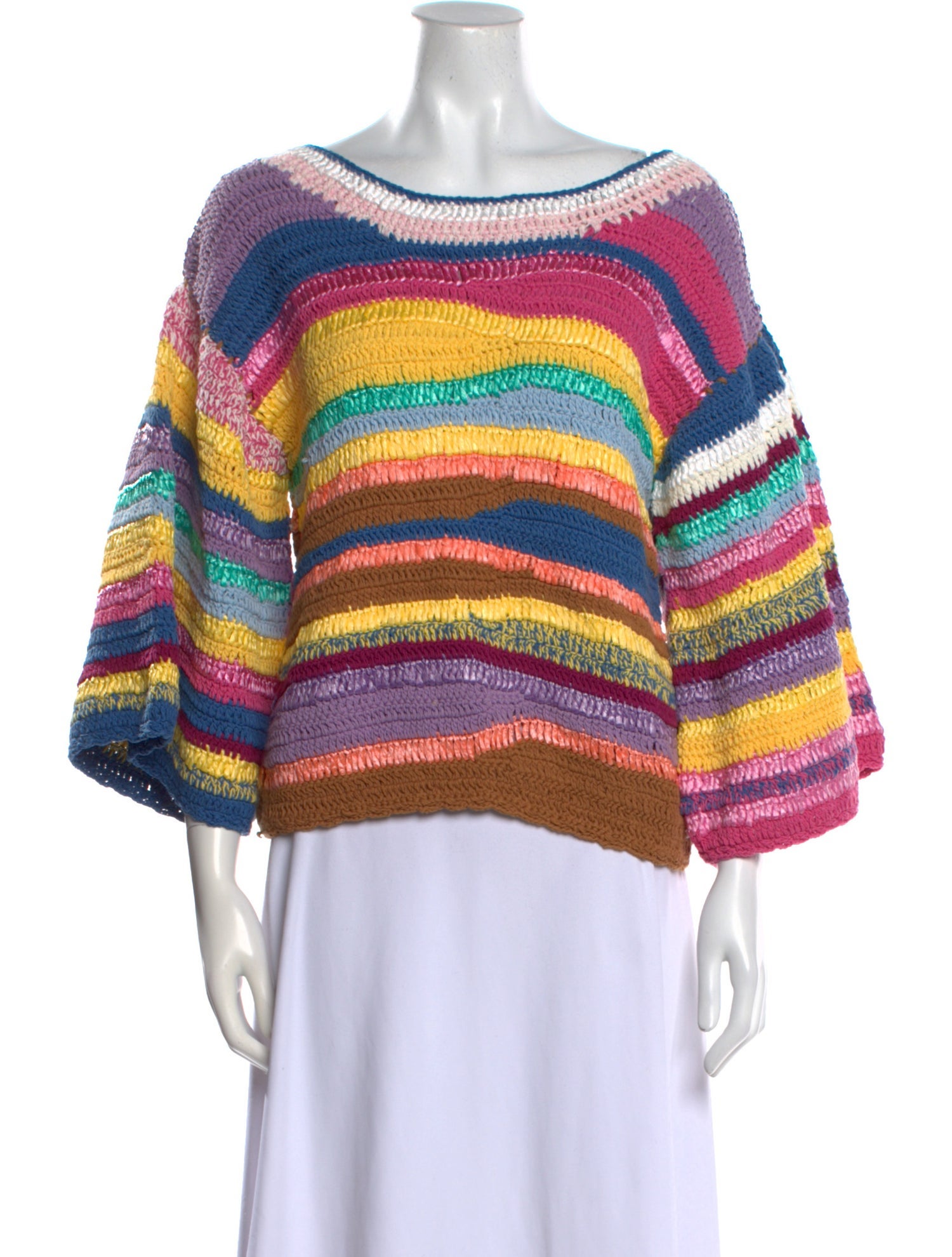 Celia B Striped Bateau Neckline Sweater