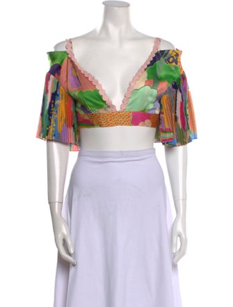 Celia B Printed V-Neck Crop Top