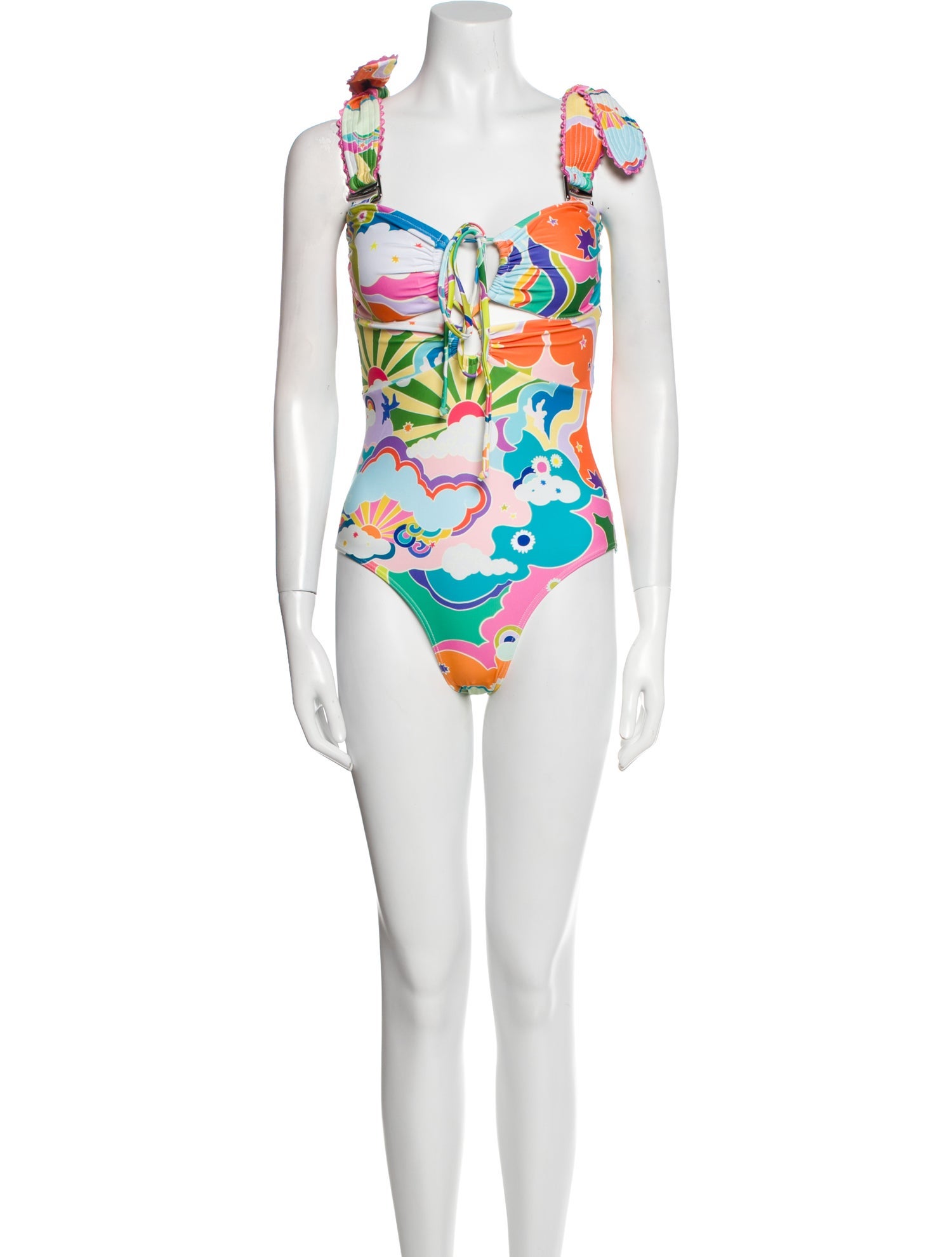 Celia B Printed Scalloped Accent One-Piece
