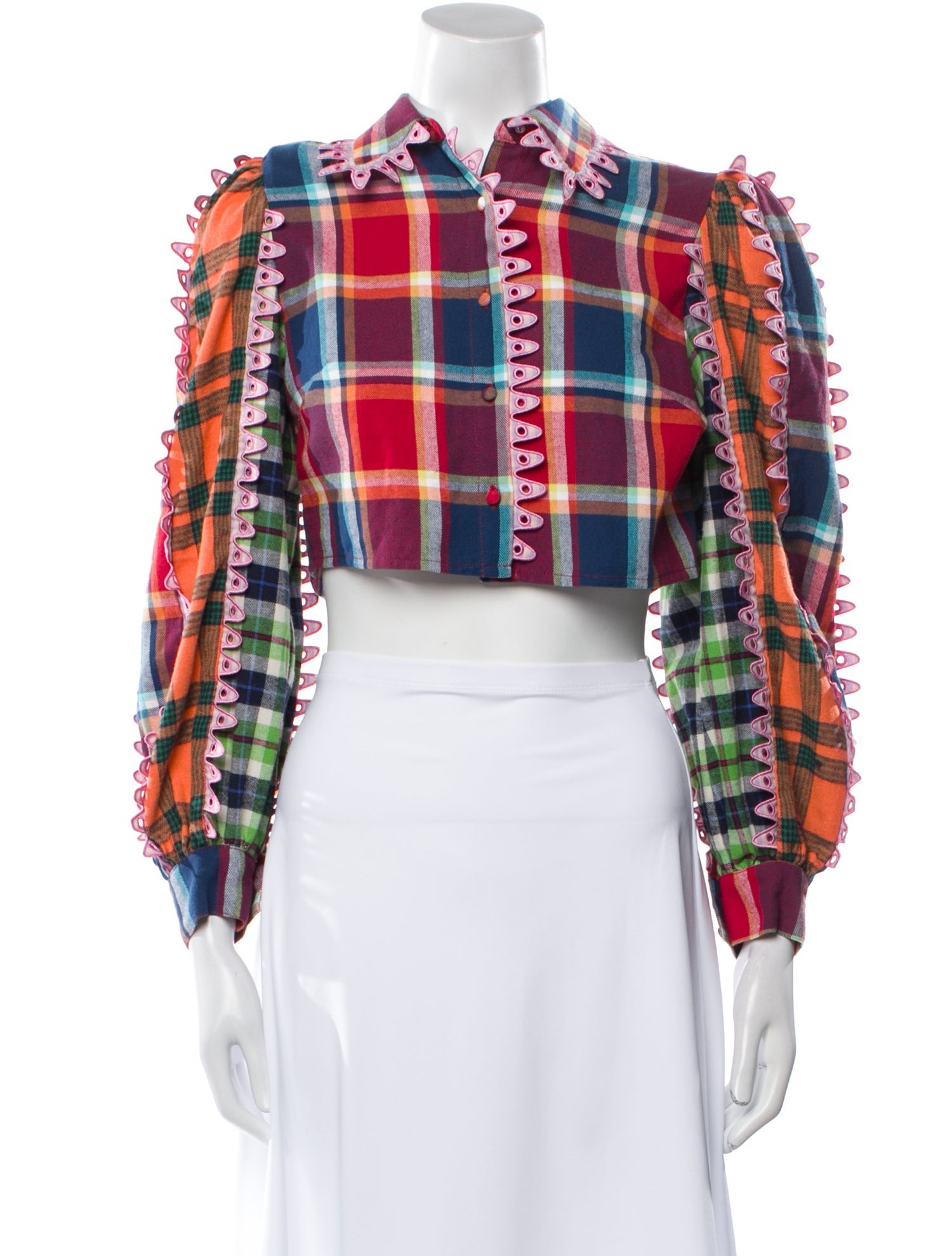 Celia B Plaid Print Mock Neck Crop Top