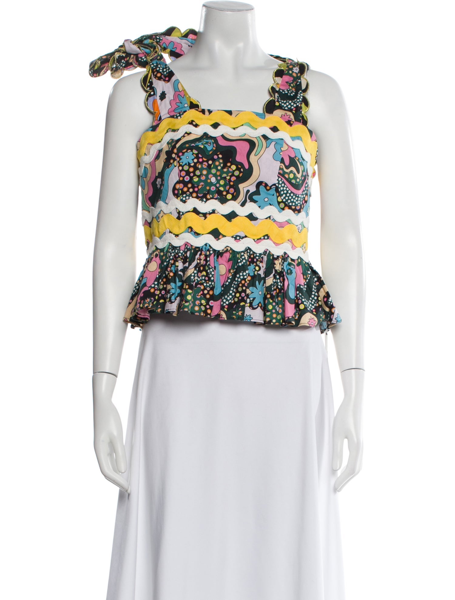 Celia B Floral Print Square Neckline Crop Top