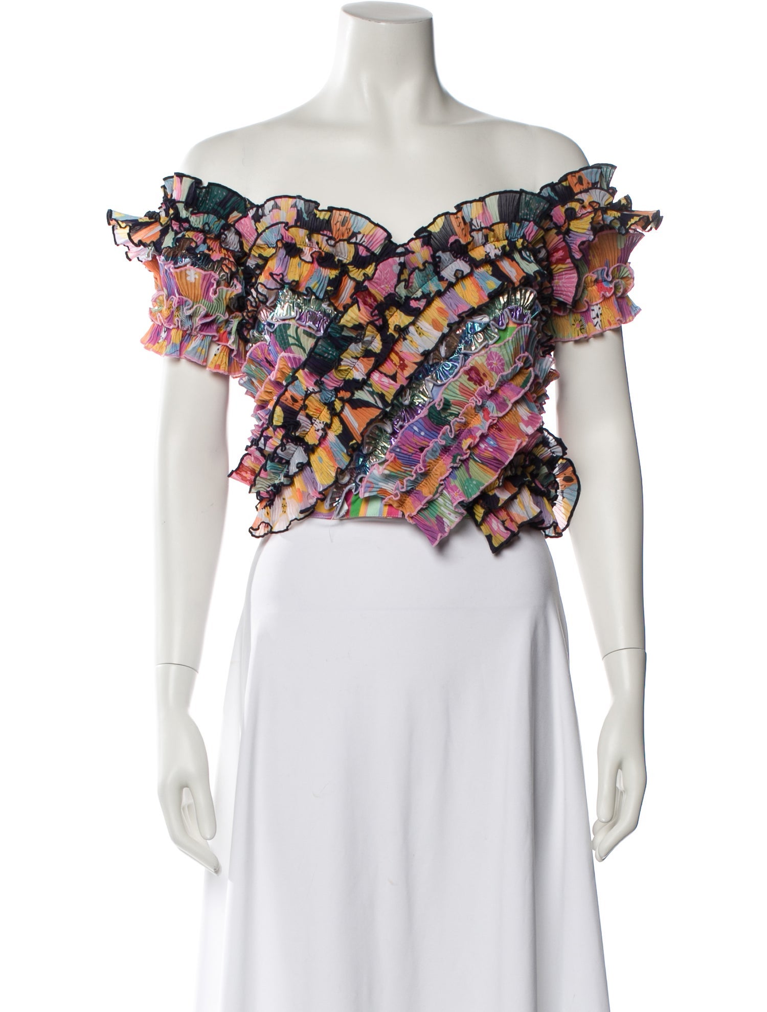 Celia B Floral Print Off-The-Shoulder Crop Top