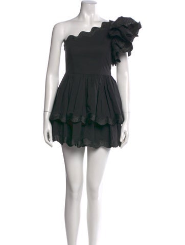 Pre-owned Celia B One-shoulder Mini Dress In Black