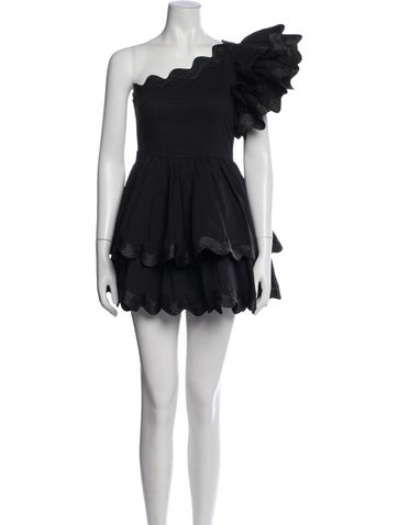 Pre-owned Celia B One-shoulder Mini Dress In Black