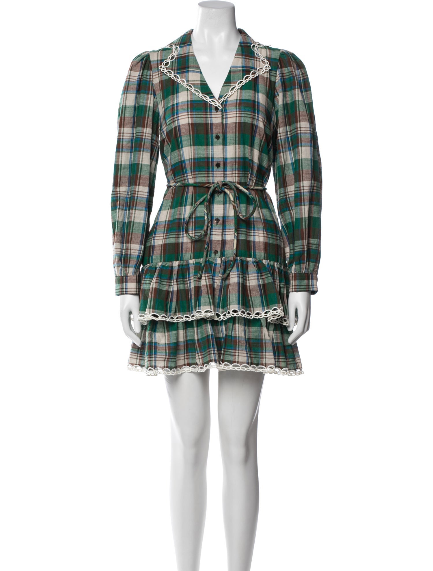 green plaid mini dress Celia B Print - Dresses, Clothing - WCELB23053 alsoincurves