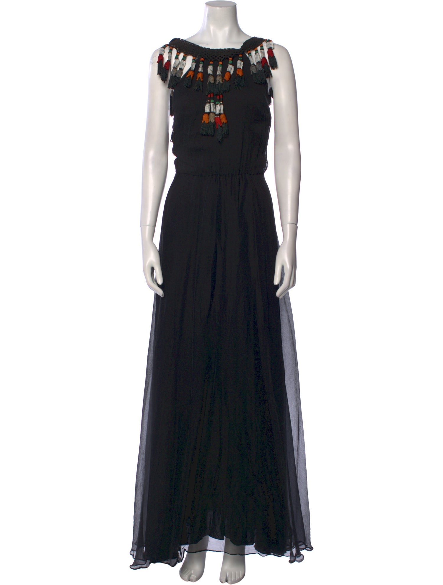 Celia Dragouni Bateau Neckline Long Dress