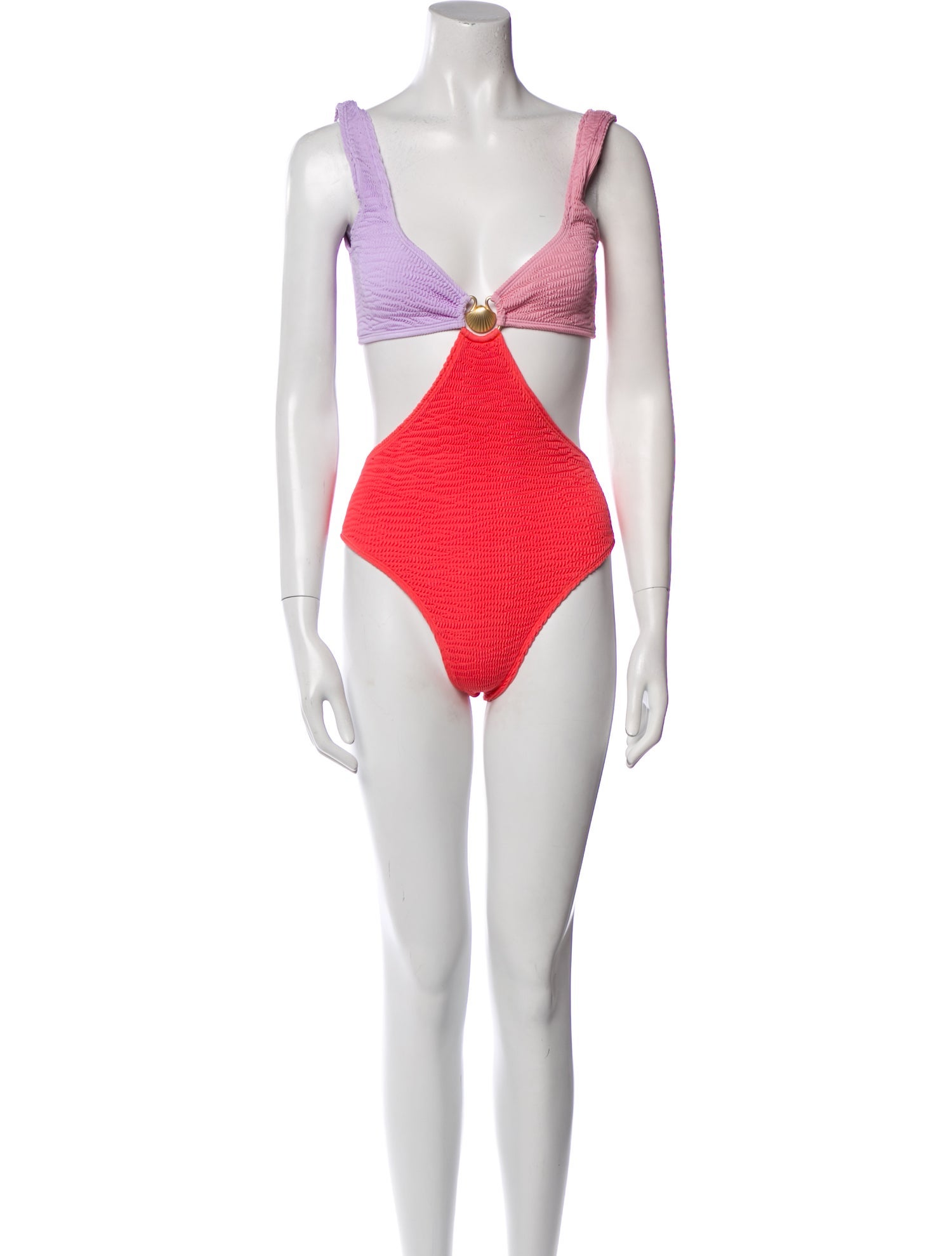 Cleonie Colorblock Pattern Cutout Accent One-Piece